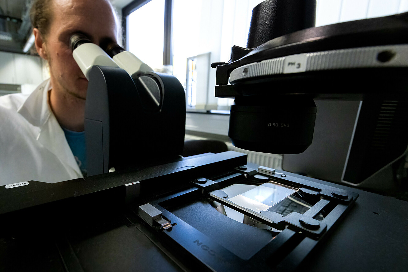 Student at Microscope